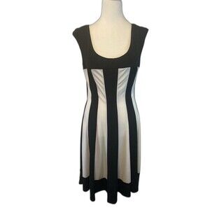 Y2K Womens Dress 12 Black White Color Block Stripes Sporty Blokette Referee